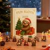 Sloth Christmas Countdown Calendar 2D Acrylic Advent Ornament 24 Days Xmas Decor for Animal Lover Home Party Celebration Winter