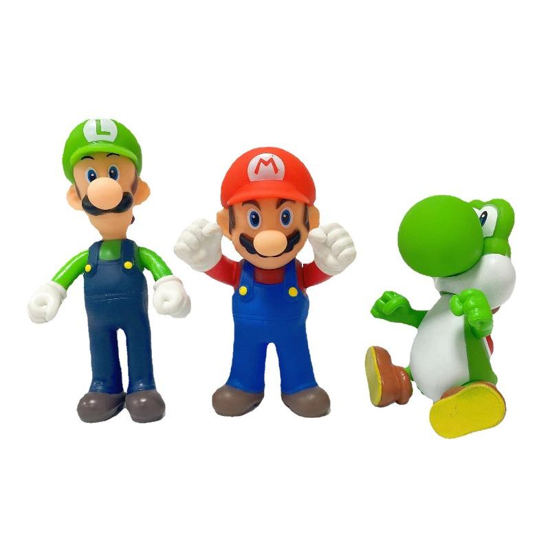 Super Mario Action Figure Set 3pcs Mario Luigi Yoshi Nintendo Game Character PVC Collectible Model Toys Kids Fans Birthday Gift Home Desk Decoration