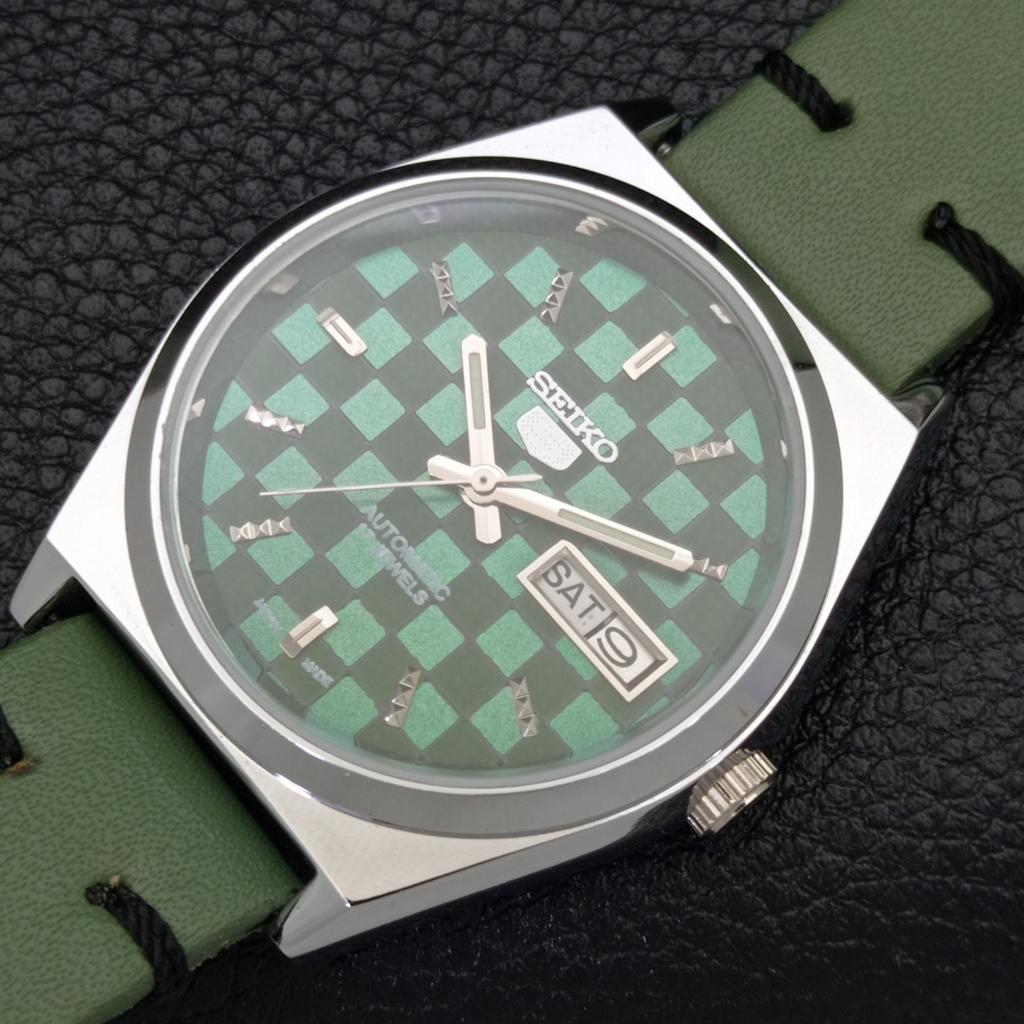 ВОССТАНОВЛЕННЫЕ МУЖСКИЕ ЧАСЫ SEIKO 5 AUTOMATIC, СДЕЛАНО В ЯПОНИИ, ЗЕЛЕНЫЙ ЦИФЕРБЛАТ, ИЗГОТОВЛЕНЫ НА ЗАКАЗ a440057-2