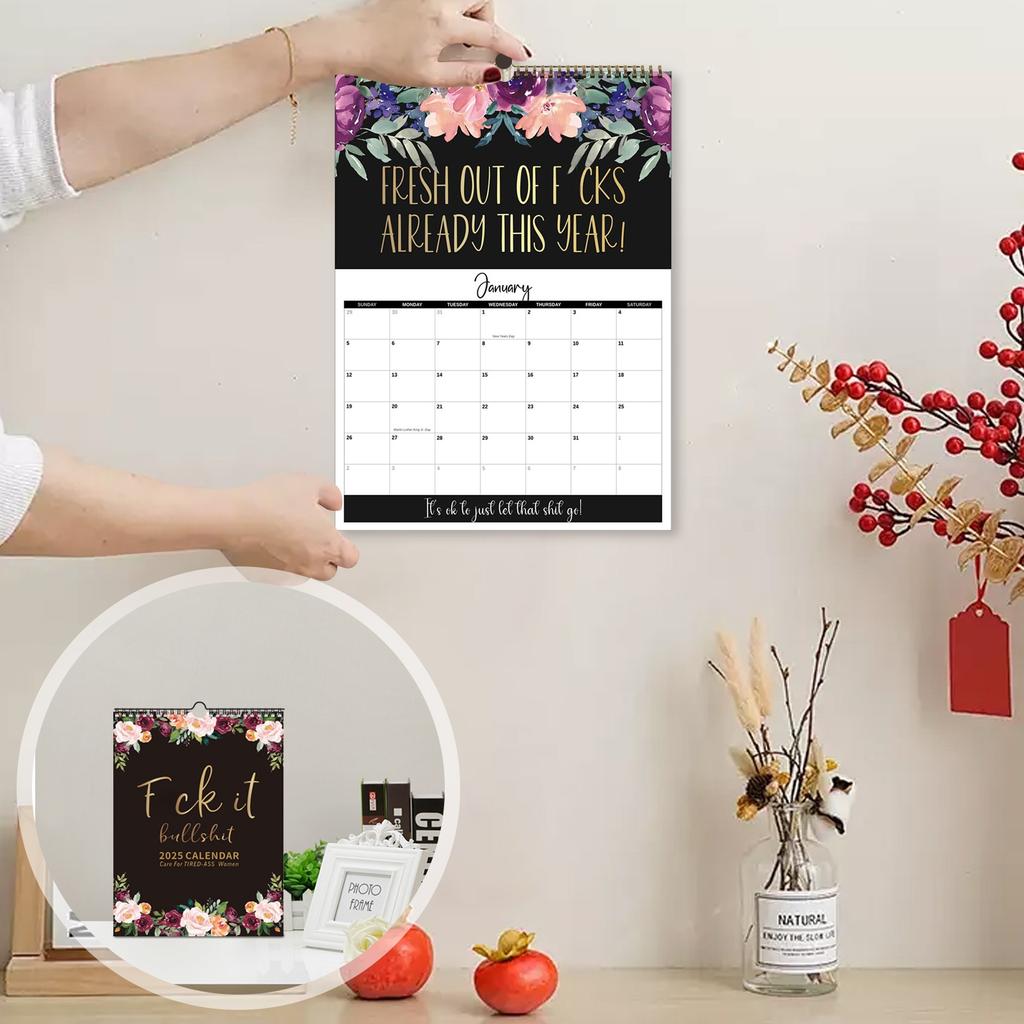 Календарь 2025 года для уставших женщин, домашний настенный календарь, забавный календарь с ругательствами для женщин