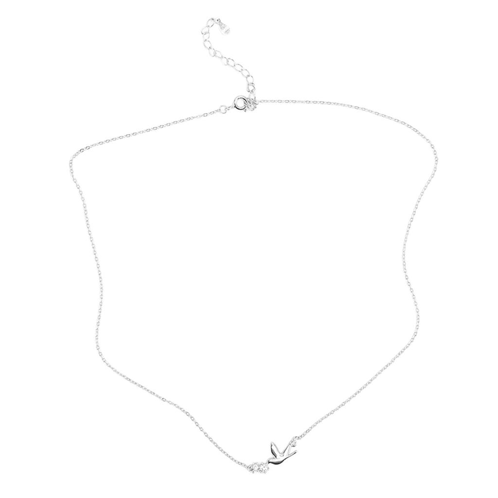 Silver Pendant Necklace Beautiful Elegant Adjustable Cute Dove Bird Pendant Necklace for Women Platinum
