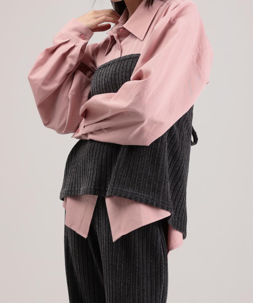WHEN YOU MOVE String Velour Ribbed Wrap Skirt Pants Set Charcoal