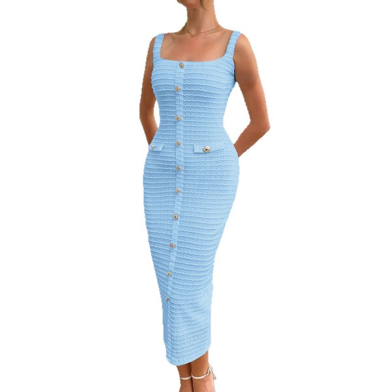 Elegant Elegance Style Button Sheath Maxi Dress Women's Clothing Fall and Winter