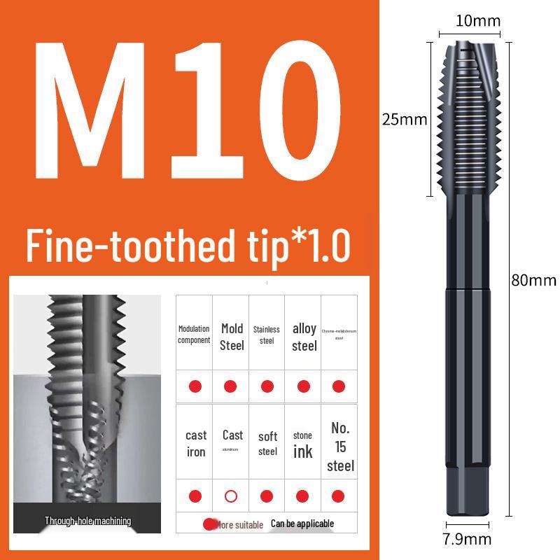 65° Машина для азотирования Спиральный метчик для нержавеющей стали, Размеры M3-M12