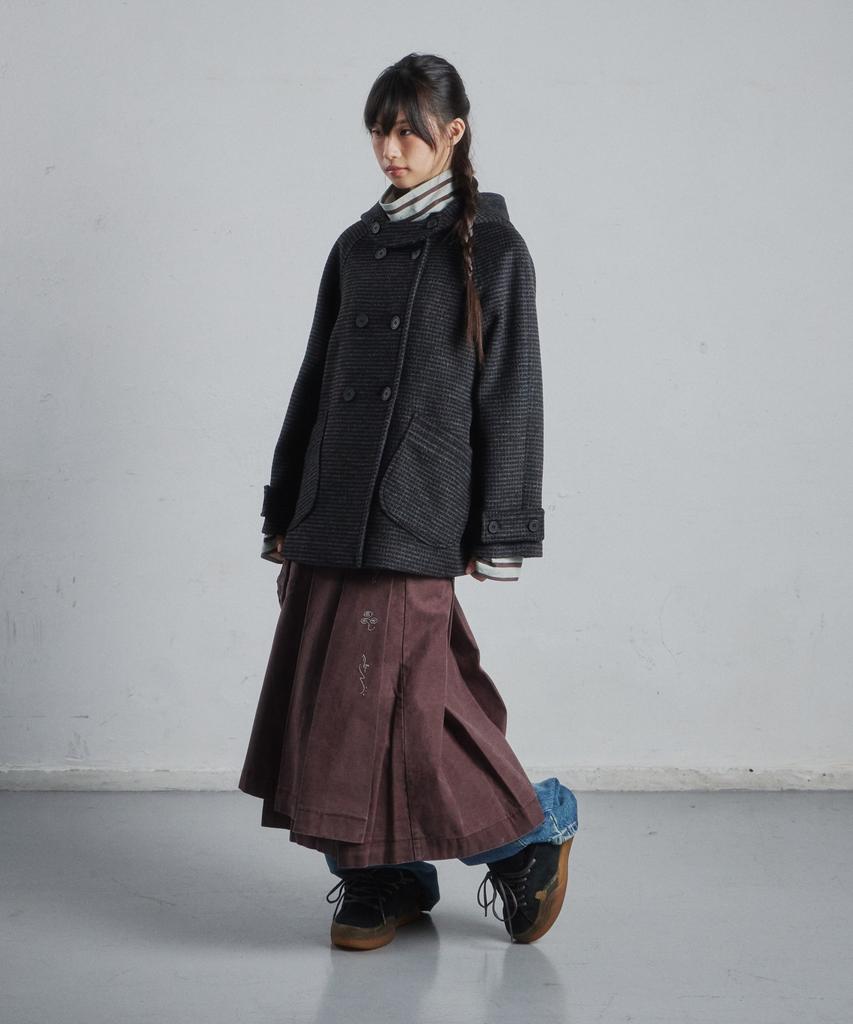 CGP (Women) Double Button Half Coat - Charcoal