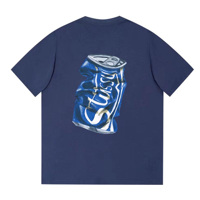 Stussy 2025 Весна/Лето Новая высококачественная хлопковая футболка с круглым вырезом для мужчин и женщин Футболка для пар с принтом колы