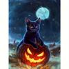 Full Round Diamond Embroidery Halloween Party Kit Diamond Painting Cat Mosaic Cross Stitch Animal Decor 30x40cm/12x16inch
