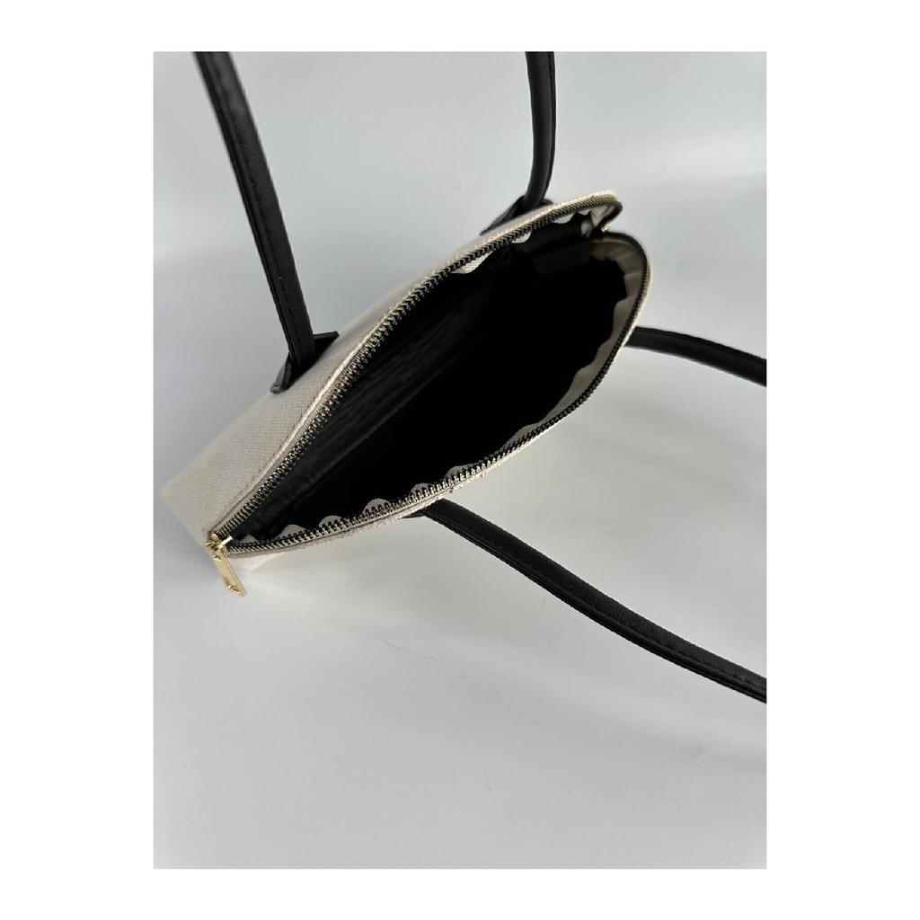 Long Handle Linen Black Women's Baguette, Hand And Shoulder Bag