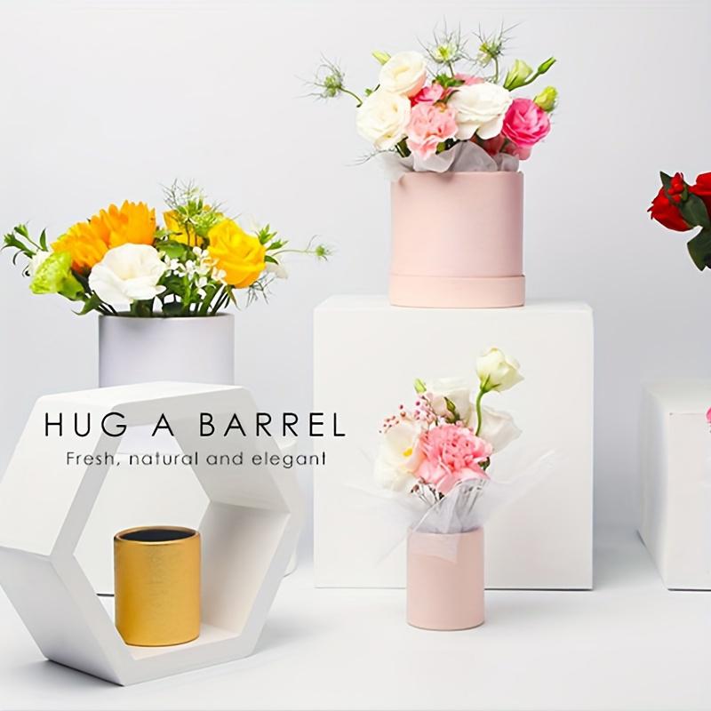 1PC Packaging Decoration Round Cardboard Gift Boxes Small Hug Bucket Flower Box Rose Flower