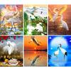 5D DIY Белый кран горный хрусталь животное алмазная живопись пейзаж картина полная круглая Алмазная мозаика подарок набор для вышивки крестом
