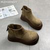 Женские замшевые ботильоны на плоской подошве, модная зимняя обувь для женщин, тренд 2025 года, новые зимние короткие ботинки для ходьбы, удобный бренд Mujer Botas