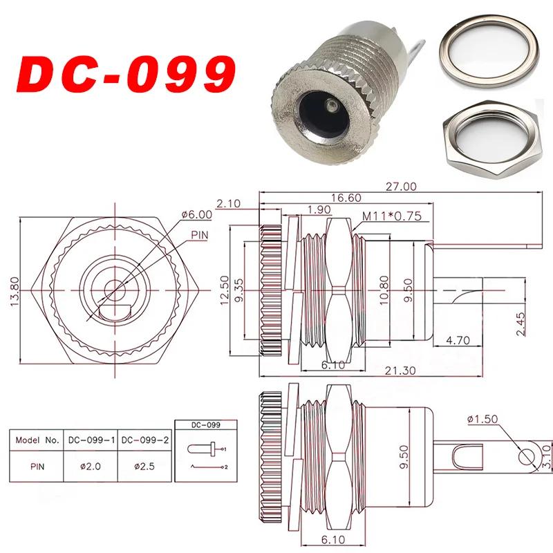 10Pairs DC Power Socket Jack Male Female Panel Mount Connector 5.5x2.1mm/2.5mm DC Power Plug DC005 DC099 DC022/022B DC025