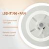 Потолочный вентилятор с вращением на 360°, светодиодный светильник для гостиной, столовой, спальни, 3-скоростной вентилятор с периодической регулировкой скорости ветра, декоративное освещение