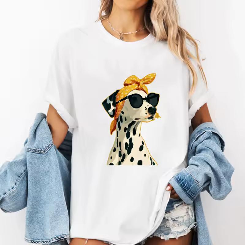 Ladies Dog Graphic T Shirts Women Summer Cotton Short Sleeve Printed Tshirt Streetwear Crew Neck T Shirts Women's Clothing