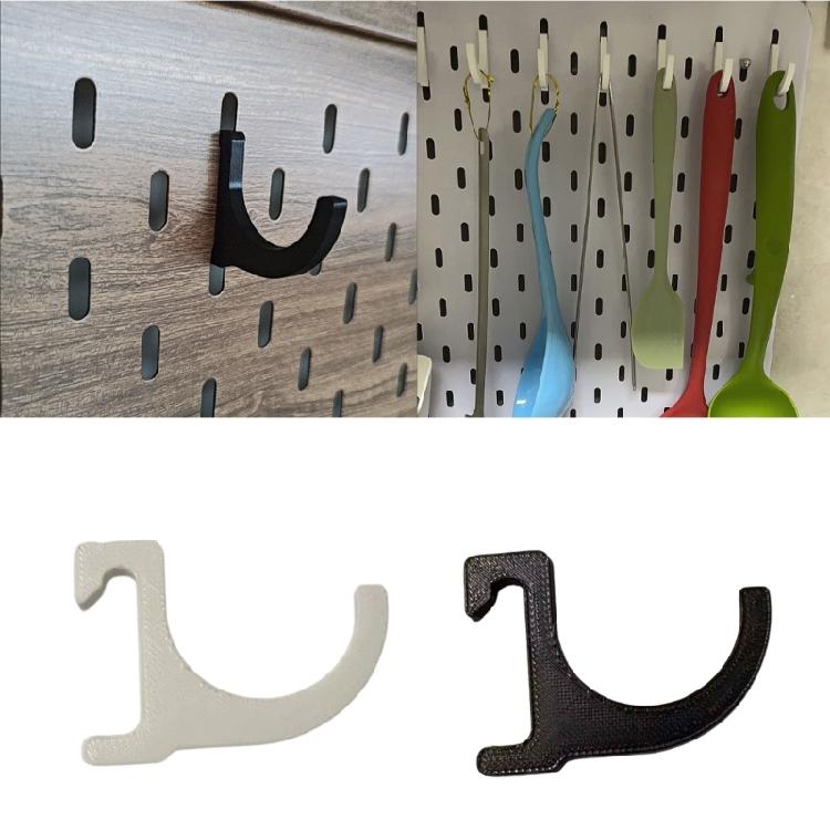 Repositionable Rounded Pegboard Hangers for Desk Organization, 6 Plastic Supports for Cables and Gaming Accessories