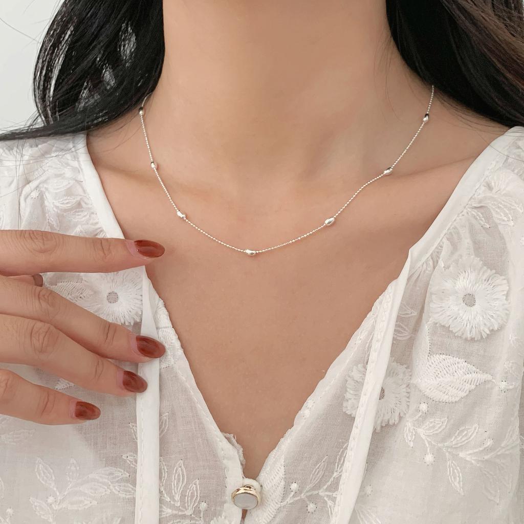 Серебряное Колье-Бусы 925 пробы для Женщин Универсальное Модное Элегантное Ключичное Ожерелье Женские Украшения Подарки Аксессуары