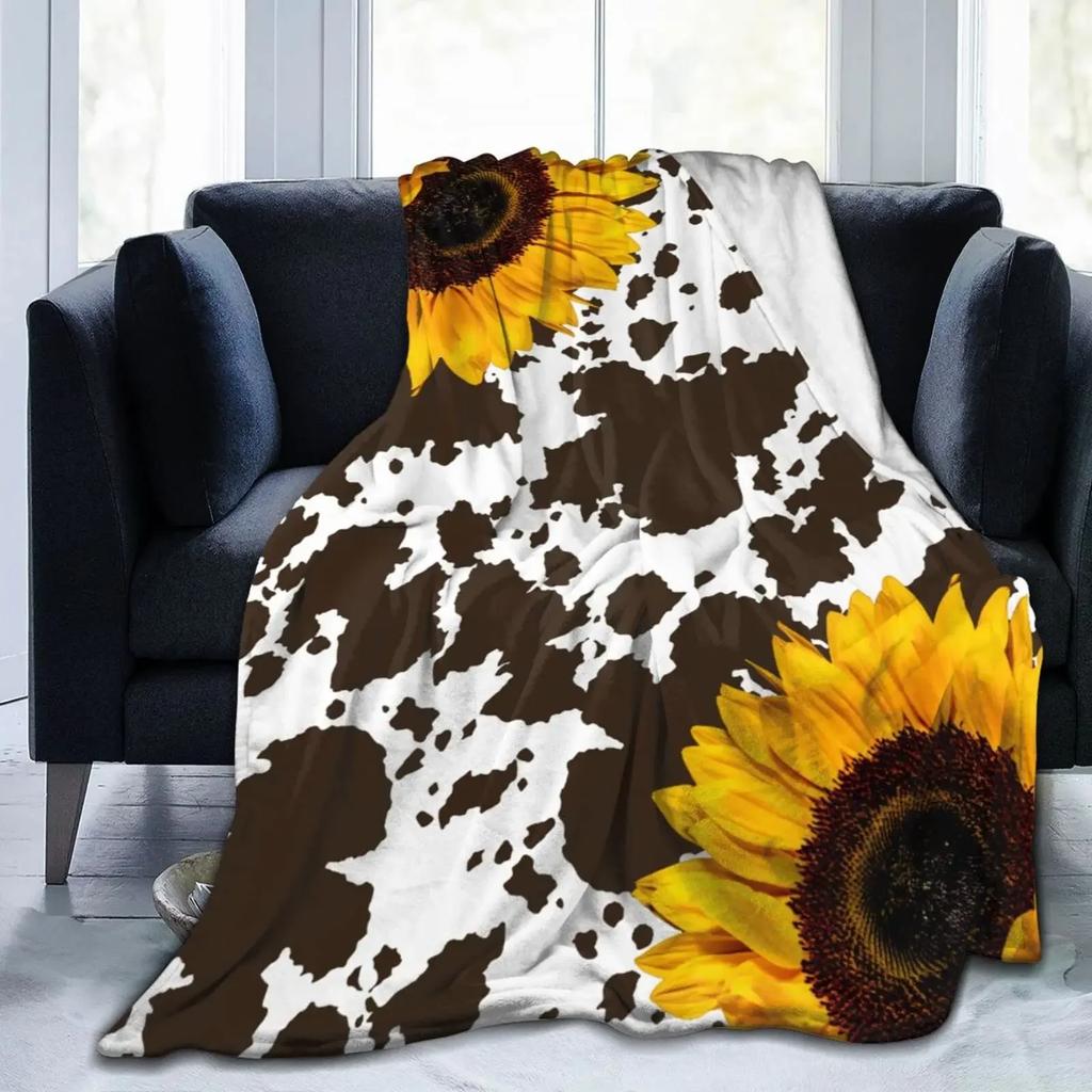 Sunflower Print Super Soft Throw Blanket for Bed Couch Sofa Lightweight Travelling Camping Throw Size for Kids Adults Women Boys