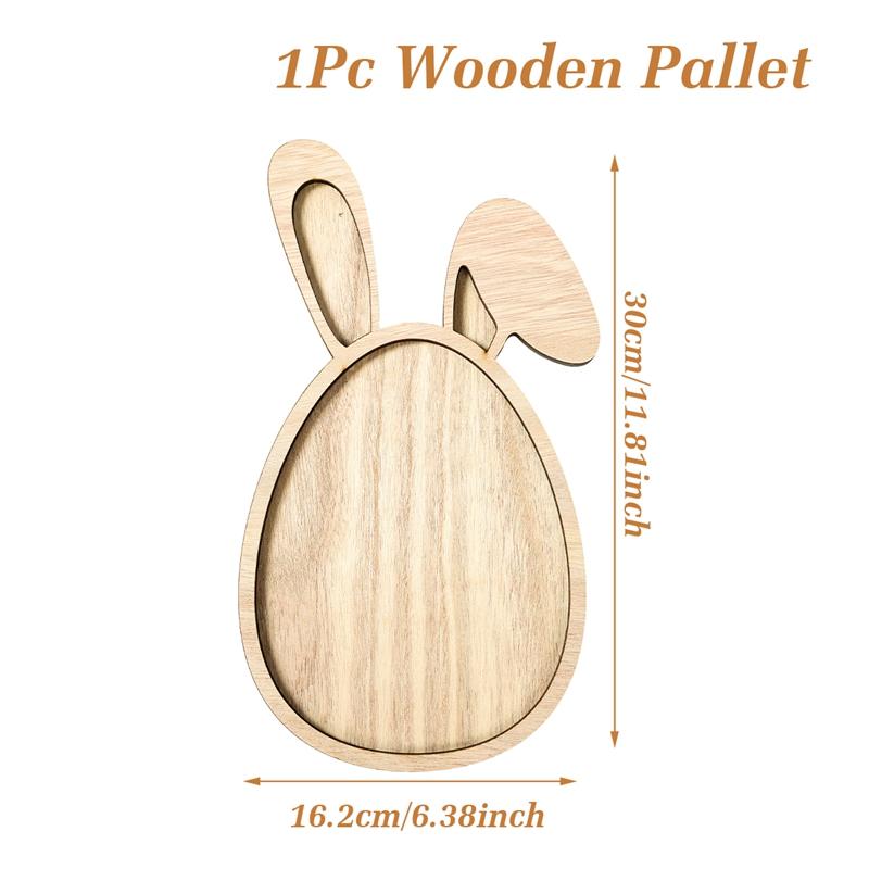 Поднос для пасхального кролика, деревянная тарелка для еды, сервировка фруктов, хлеб, деревянный весенний декор, детские украшения для торта, пасхальные принадлежности
