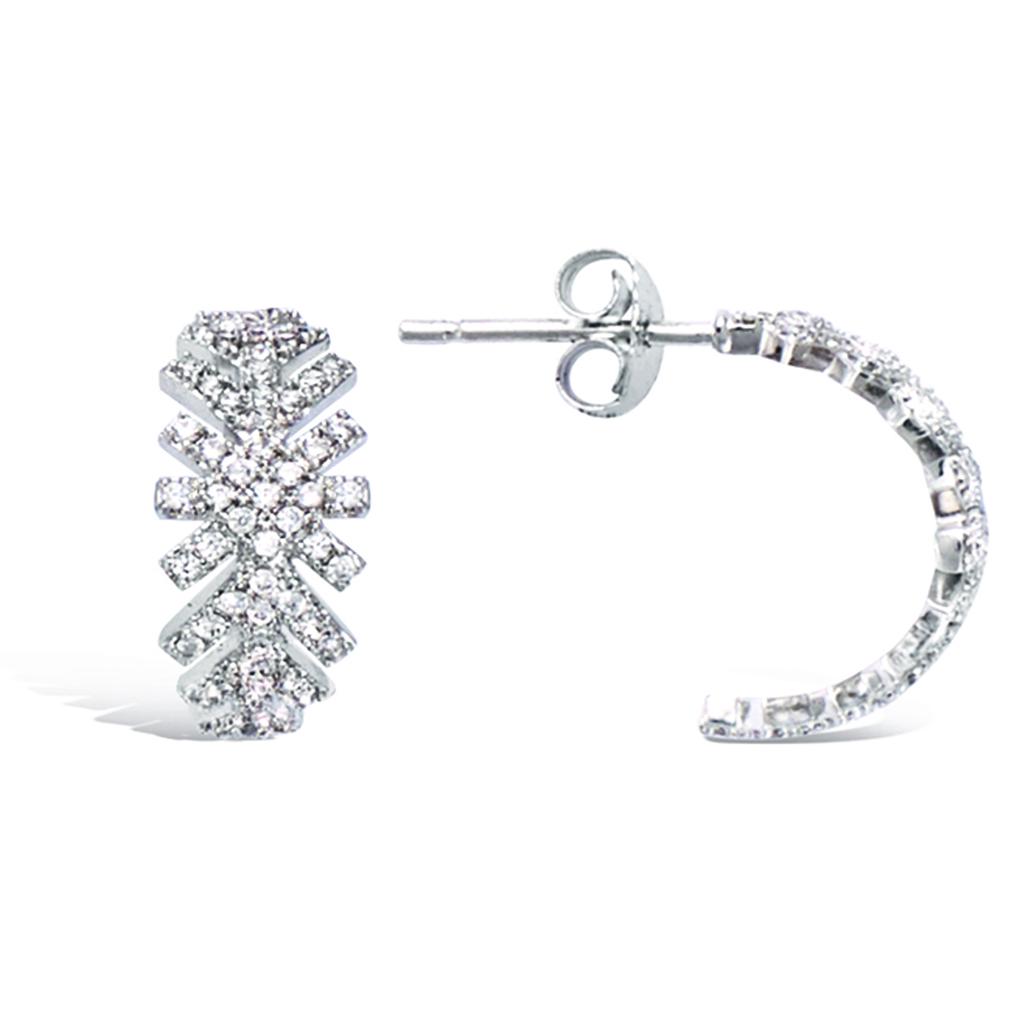 Les Trésors De Lily [Q4063] - Silver Half Hoop Earrings 'Sissi' Silver White (rhodium-plated) - 20x8 Mm
