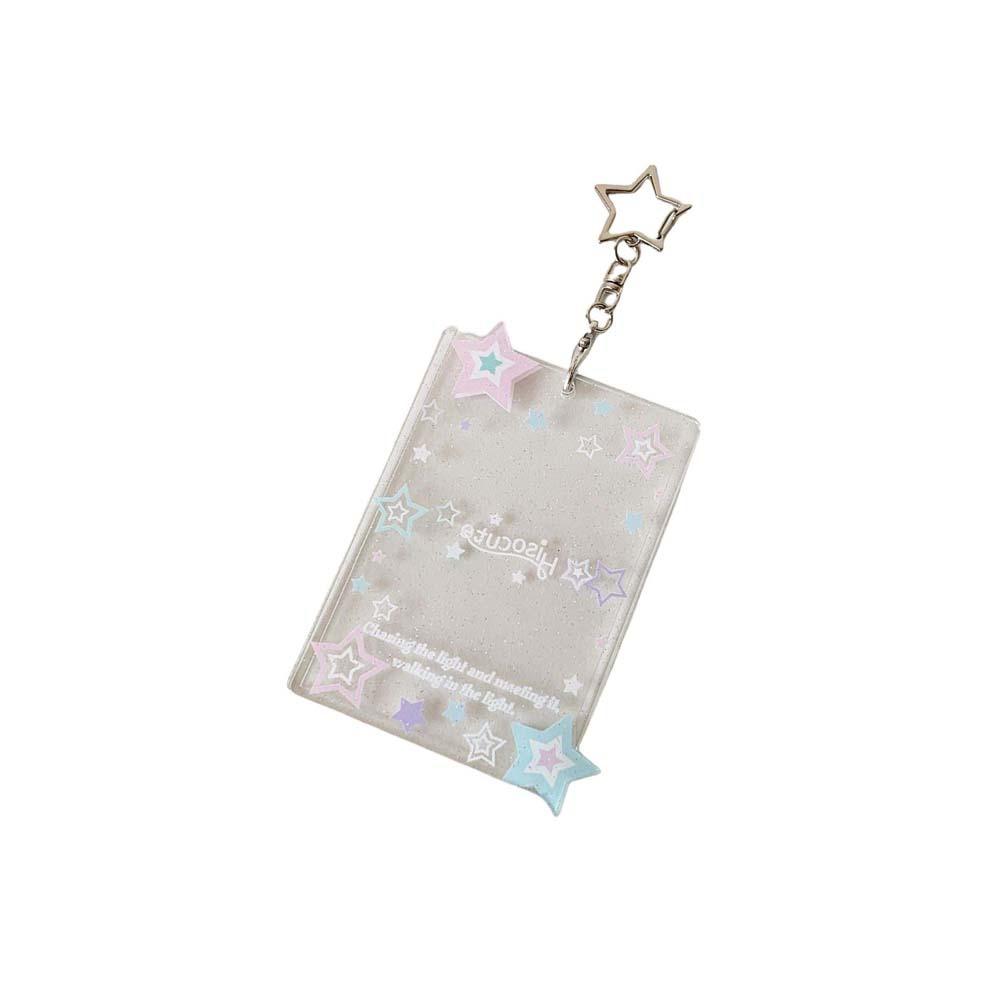 Transparent Star Student Card Cover With Keychain ID Card Holders Idol Card