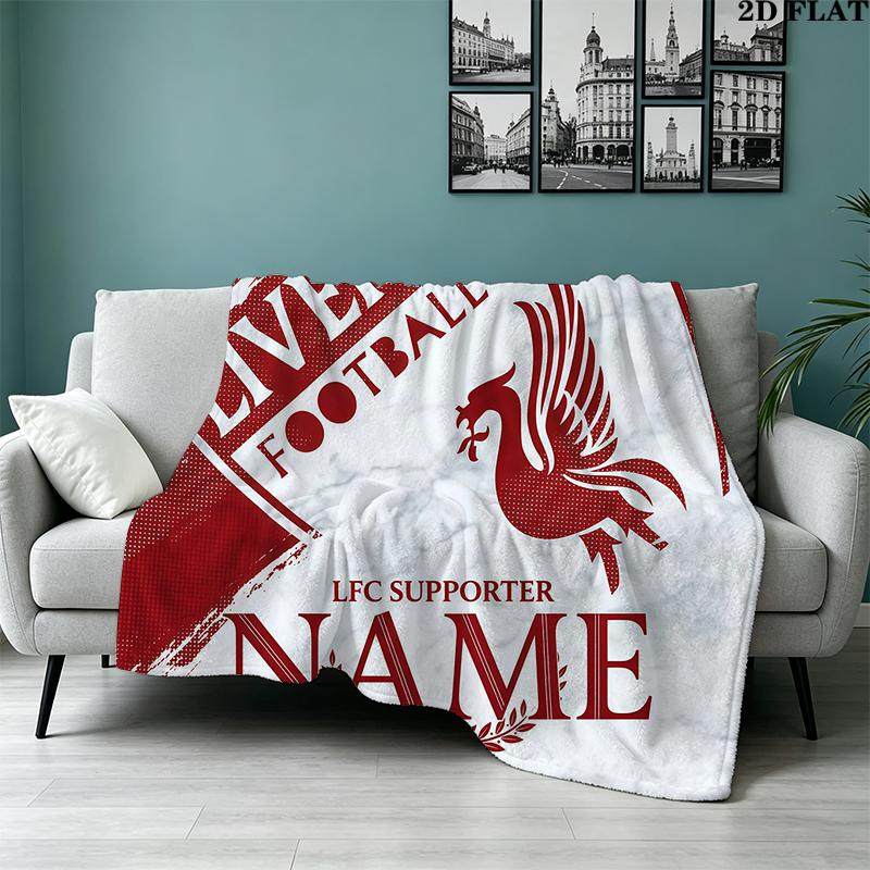 С индивидуальным именем, Фланелевое одеяло с принтом Liverpool, мягкий плед для спальни, дивана, моющийся, рождественский подарок, отличный подарок.