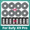 Совместимые аксессуары для робота-пылесоса Eufy X9 Pro: боковая щетка, HEPA-фильтр, салфетка для мытья полов, тряпка, сменные запчасти