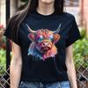 Шотландская корова Color splash Унисекс футболка Крутой бык Черный Темно-синий Темно-серый