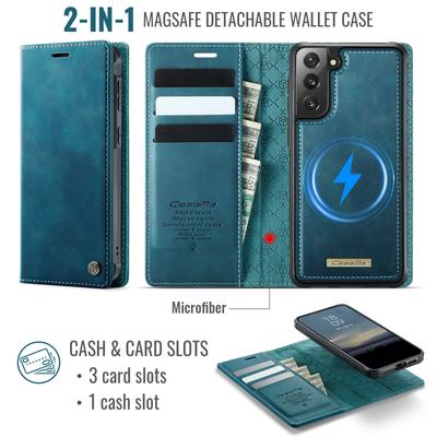 Чехол для Samsung Galaxy S21 FE 5G CASEME C49 Совместимый с MagSafe Блокировка RFID Съемный кошелек Кожаный чехол для телефона