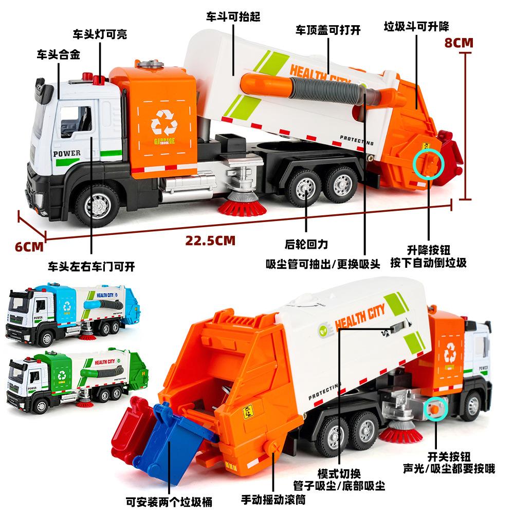JPY2 Eagle Simulation Alloy Electric Vacuum Sweeper Garbage Sanitation Construction Vehicle Model Sound and Light Pull Back Toys
