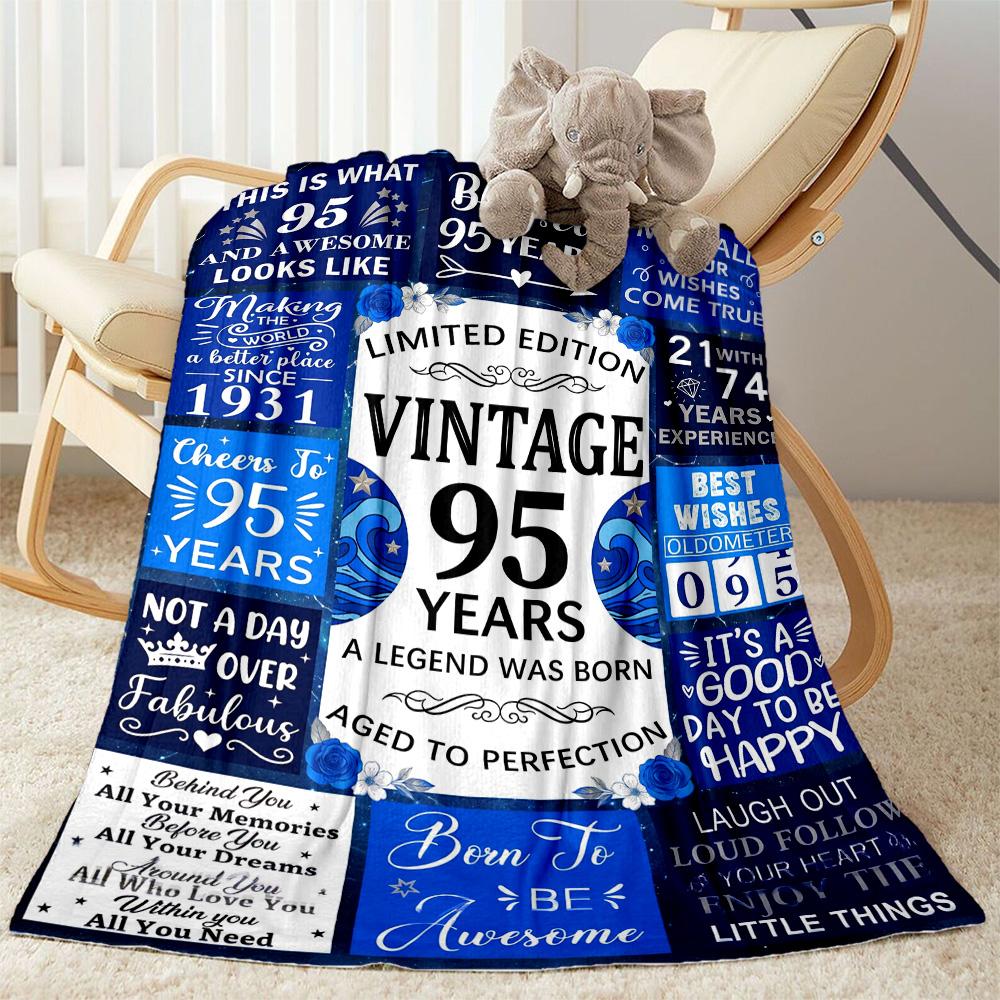 95th Birthday Celebration Blanket Soft Warm Cozy Perfect for Office Chair Picnics for All Occasions Playful Design