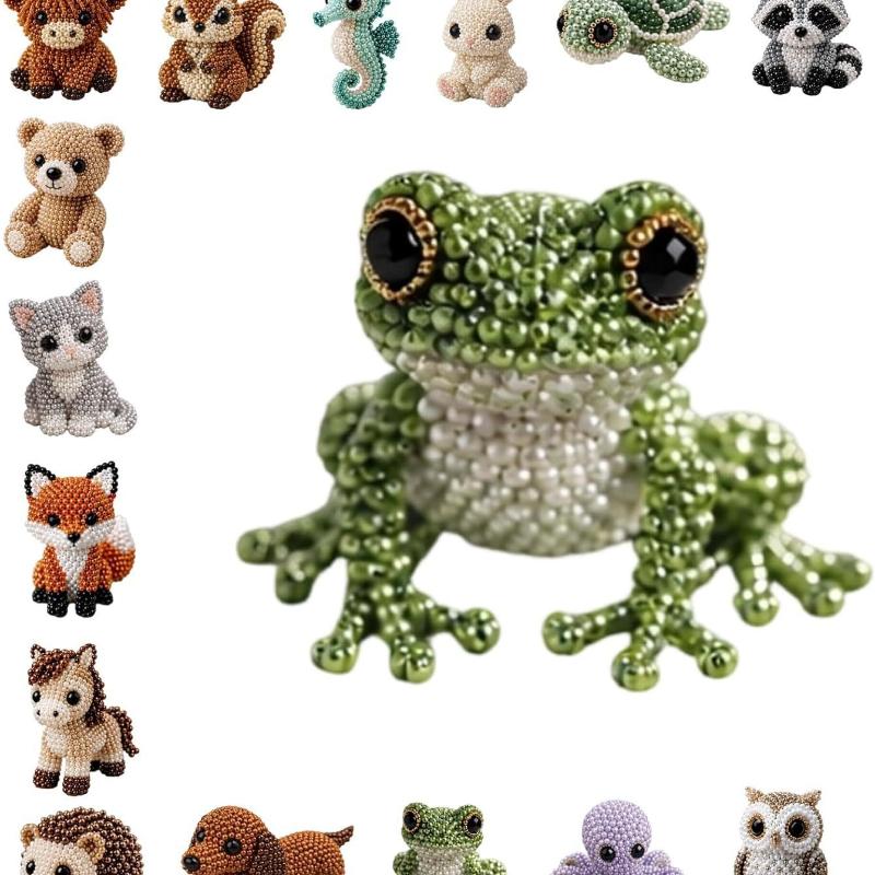 Cute Diy Handmade Colorful Beaded Animal Figurines Material Kit Perfect For Home Desktop Decor Ideal Gifts For Craft Lovers