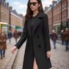 YYFS Women's Fashion Casual Fall Winter Solid Color Print Long Sleeve POLO Neck Coats