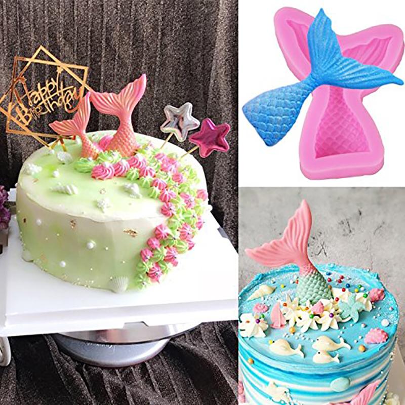 3PC/Set Mermaid Tail Fondant Cake Moulds Silicone Mold Cake Decorating Baking Tools Handmade Soap Mold Fish Fork Tail