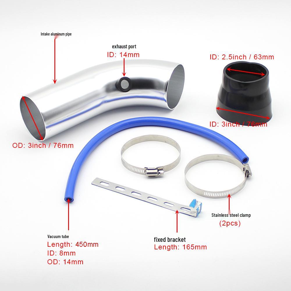 Universal 76MM Aluminum Intake Pipe & Air Filter Kit - Mushroom Head Design