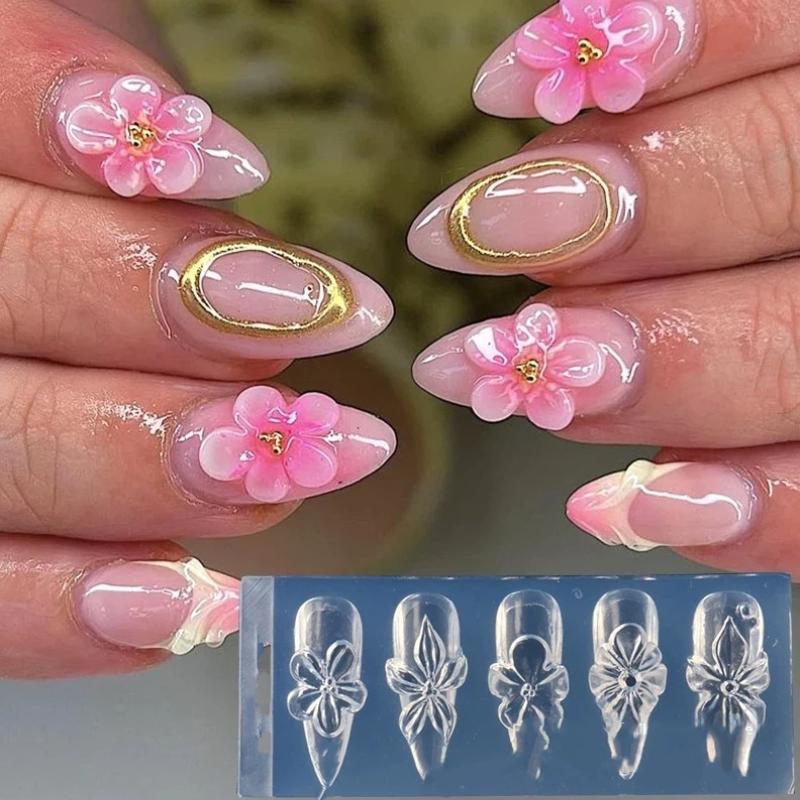 Silicone 3D Hibiscus Flower Nail Mold for Resin Art Professional DIY Nail Tool for Floral Design Creations