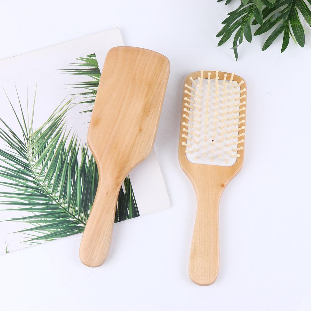 2Pcs Wooden Hair Comb Set for Scalp Massage and Hair Care with Ergonomic Handle Home Salon Travel Use Natural Wood Comb