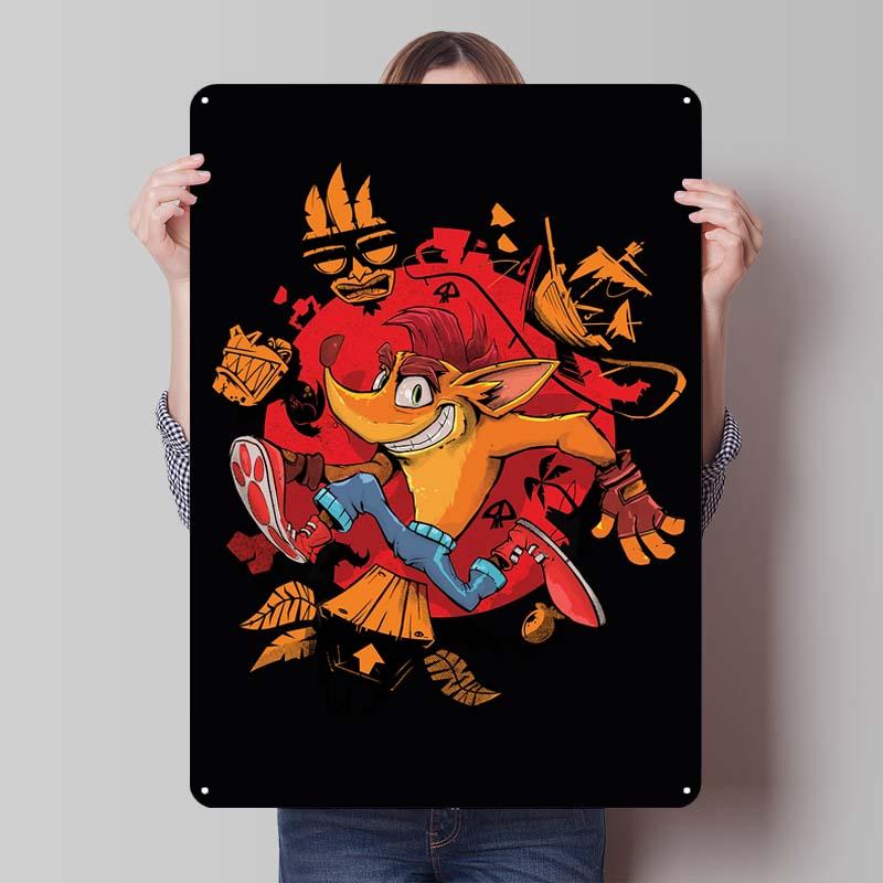 Постеры Crash Bandicoot Классическая игра Металлические таблички Настенное искусство Мурал На заказ Жестяные таблички для геймеров Украшение игровой комнаты Ретро