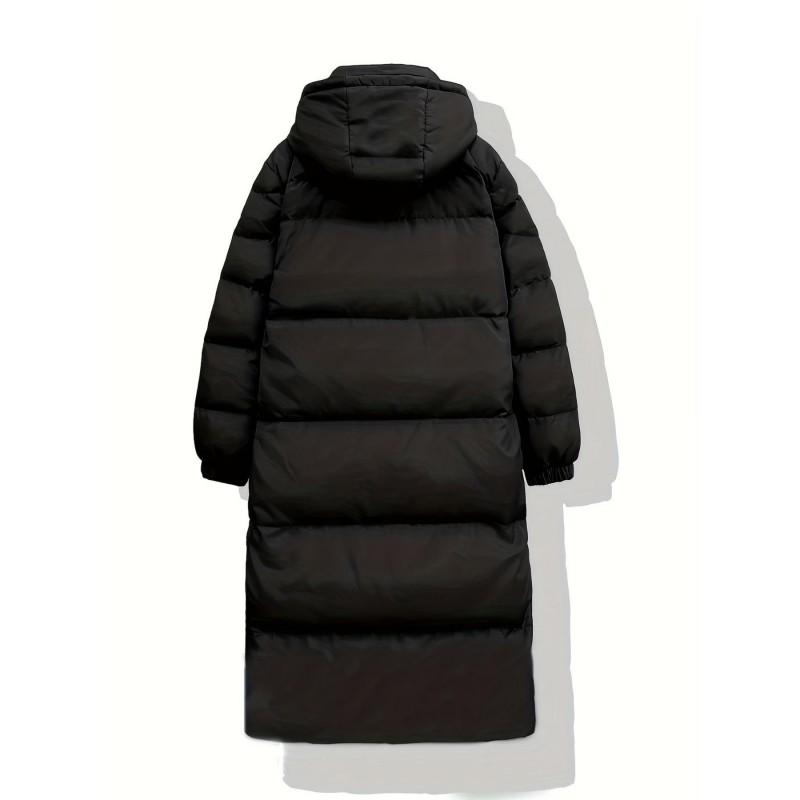 Womens Long Winter Puffer Coat Hooded Zip Up Loose Fit Warm Cotton Jacket