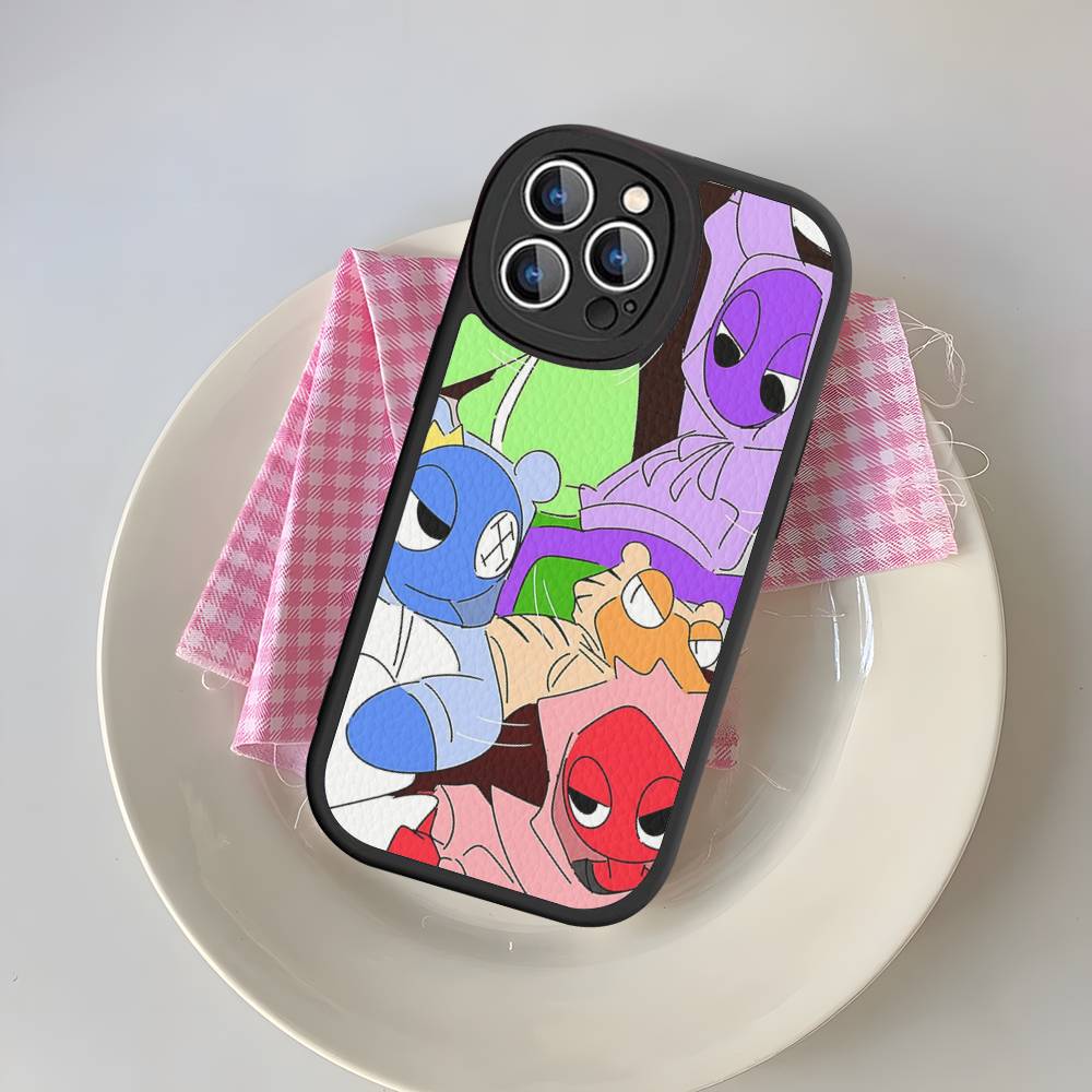 Мультяшный R-Rainbow Friends Для IPhone 16 15 14 13 12 11 Pro Max Plus Кожаный Чехол для Телефона