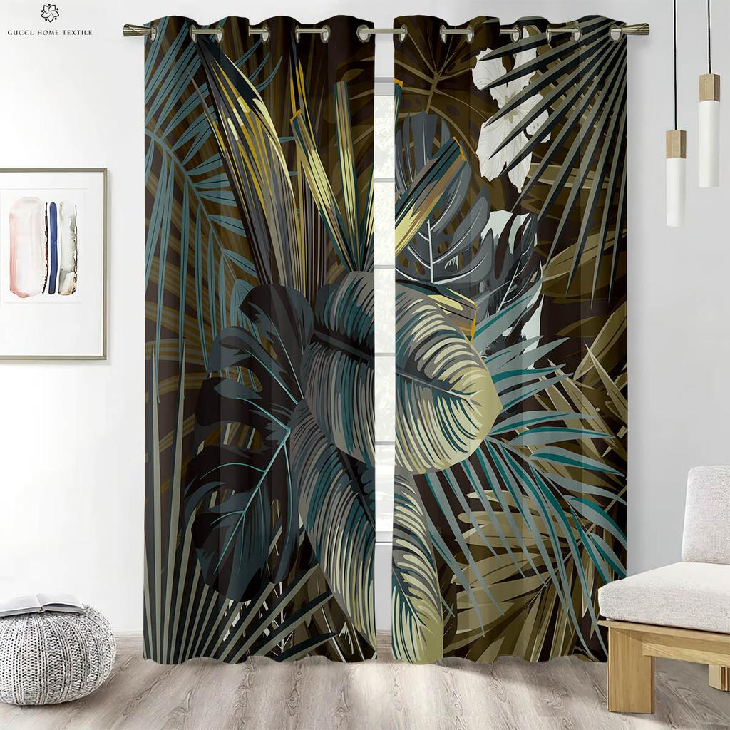 Тропическая растительность Зеленые растения Соответствие цветов Шторы с принтом в скандинавском стиле Спальня Гостиная Кабинет Декоративные шторы