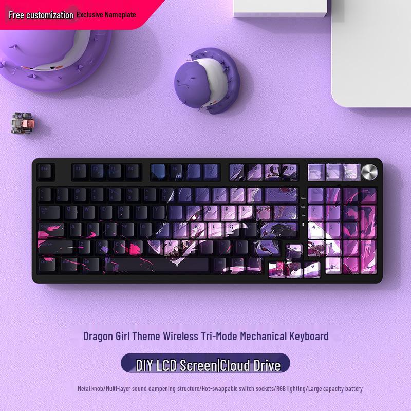 Wireless Bluetooth Mechanical Keyboard - 98-Key, Blue Switch, Silent for Gaming/Esports, High-Design for Girls/Office Use.