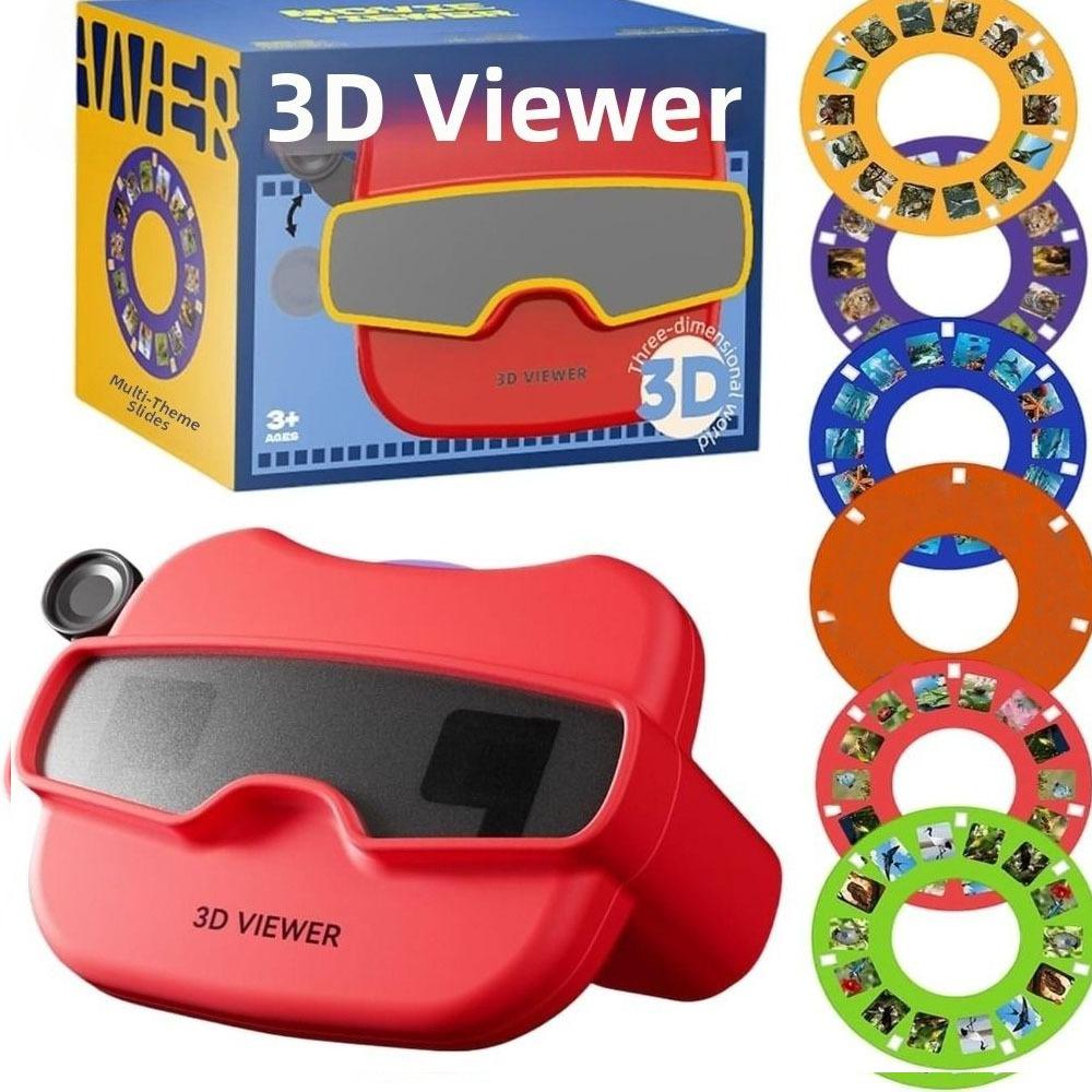 Новый 3D стереоскопический просмотрщик игрушка с 6 катушками, красный цвет, портативный 3D View-Master Видоискатель