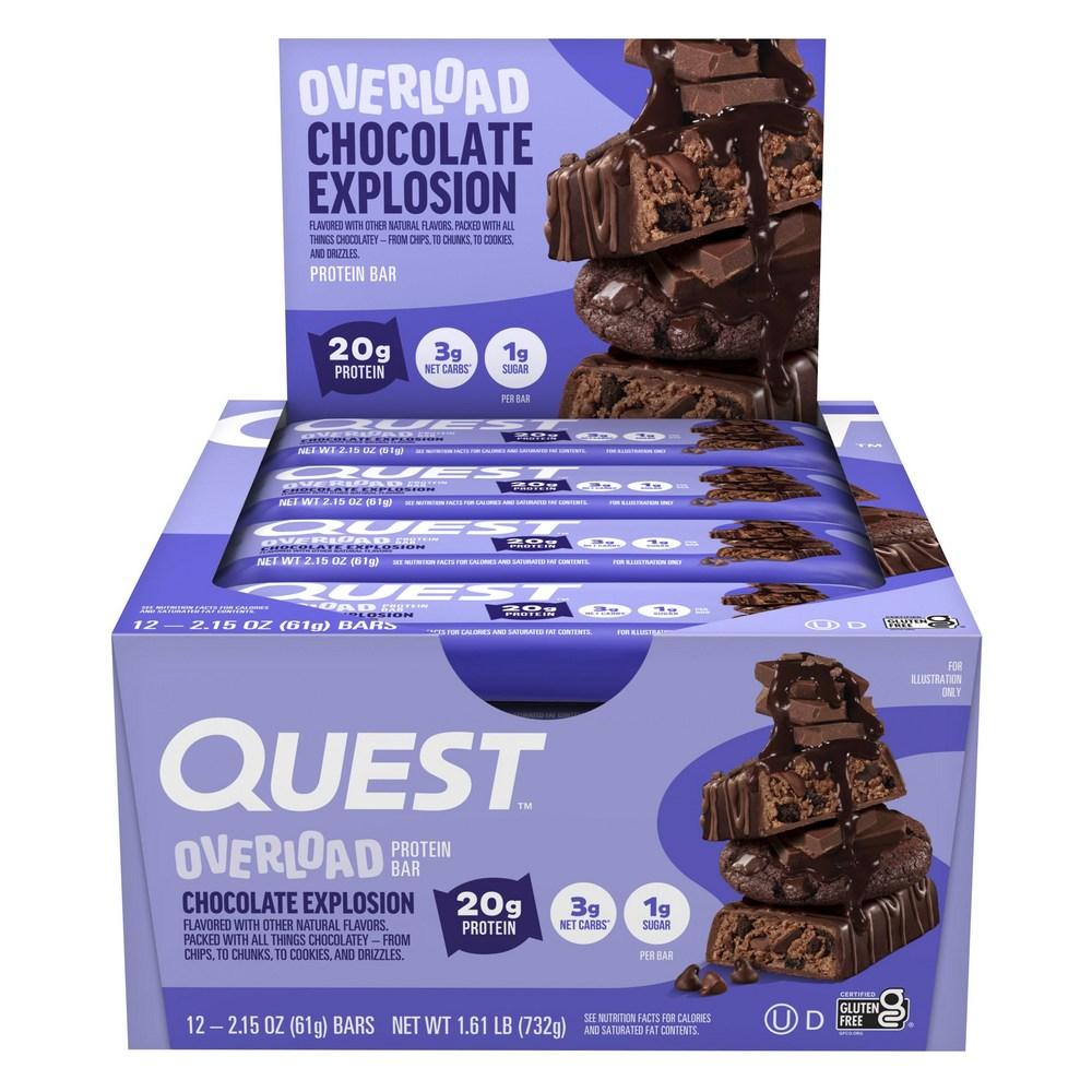 Overload Quest Nutrition Протеиновый батончик Шоколадный взрыв 12 шт Шоколадный взрыв 1 шт 732 г Ингредиенты: может подлежать | 1 шт. 732 г
