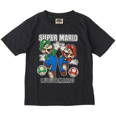 Повседневная футболка с коротким рукавом с нашивкой Super Mario Patch Mario Luigi Yoshi Character Goods Kids, черная [Fine Plus]
