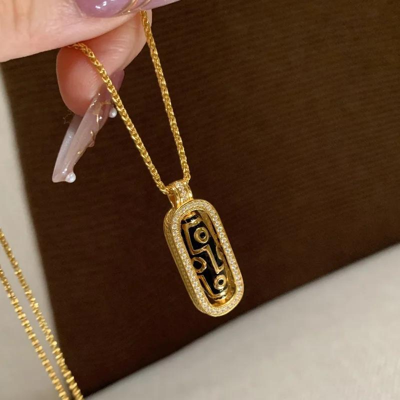 New In Chinese Style Classical Light Luxury Unusual Retro Rotatable Tianzhu Necklace Exquisite Collarbone Chain Banquet Zircon