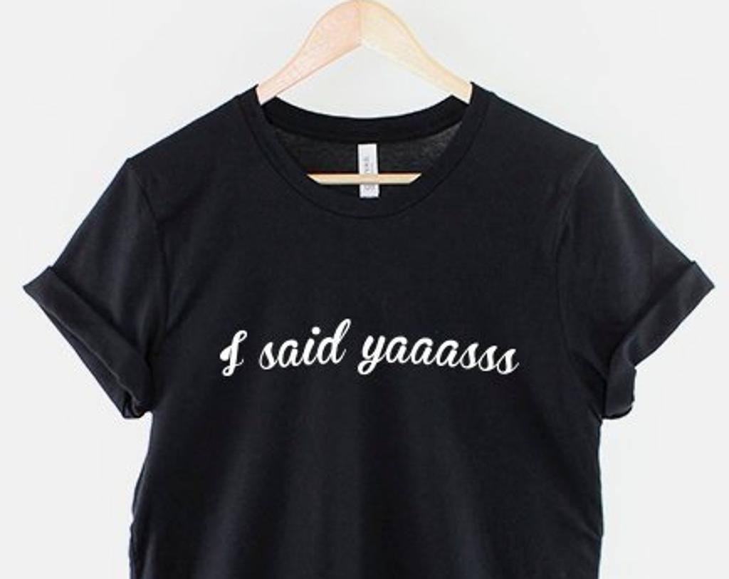 Bridal Party Bachelorette Shirt, "I Said YAAASSS" Champagne Print Tee (Ring Spun Cotton)