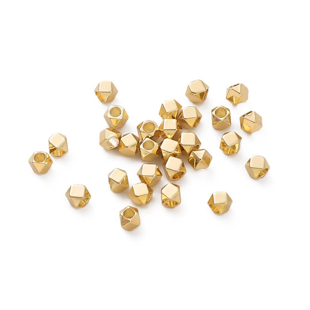 Copper Polygonal Cut Loose Bead Partition For DIY Jewelry Making Craft Accessories