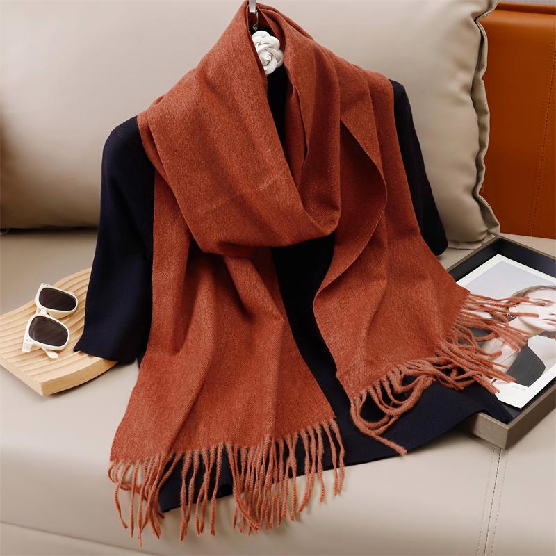 New Winer Warm Cashmere Scarf for Women Fashion Solid Thick Blanket Pashmina Shawl Wrap Female Bufanda Echarpe Foulard