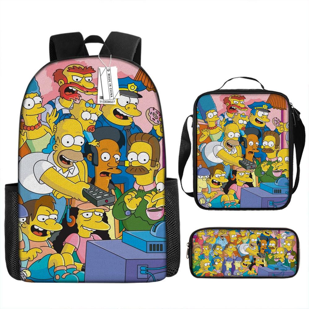 The Simpsons Kids Backpack Set School Bag Shoulder Bag Pencil Case 3-Piece Cartoon Cute Fashion for Boys Girls Gifts