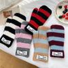 Winter Warm Striped Fingerless Wool Gloves for Women, Men, Students, and Couples